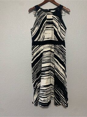 New York & Company Black and White Striped Midi Dress